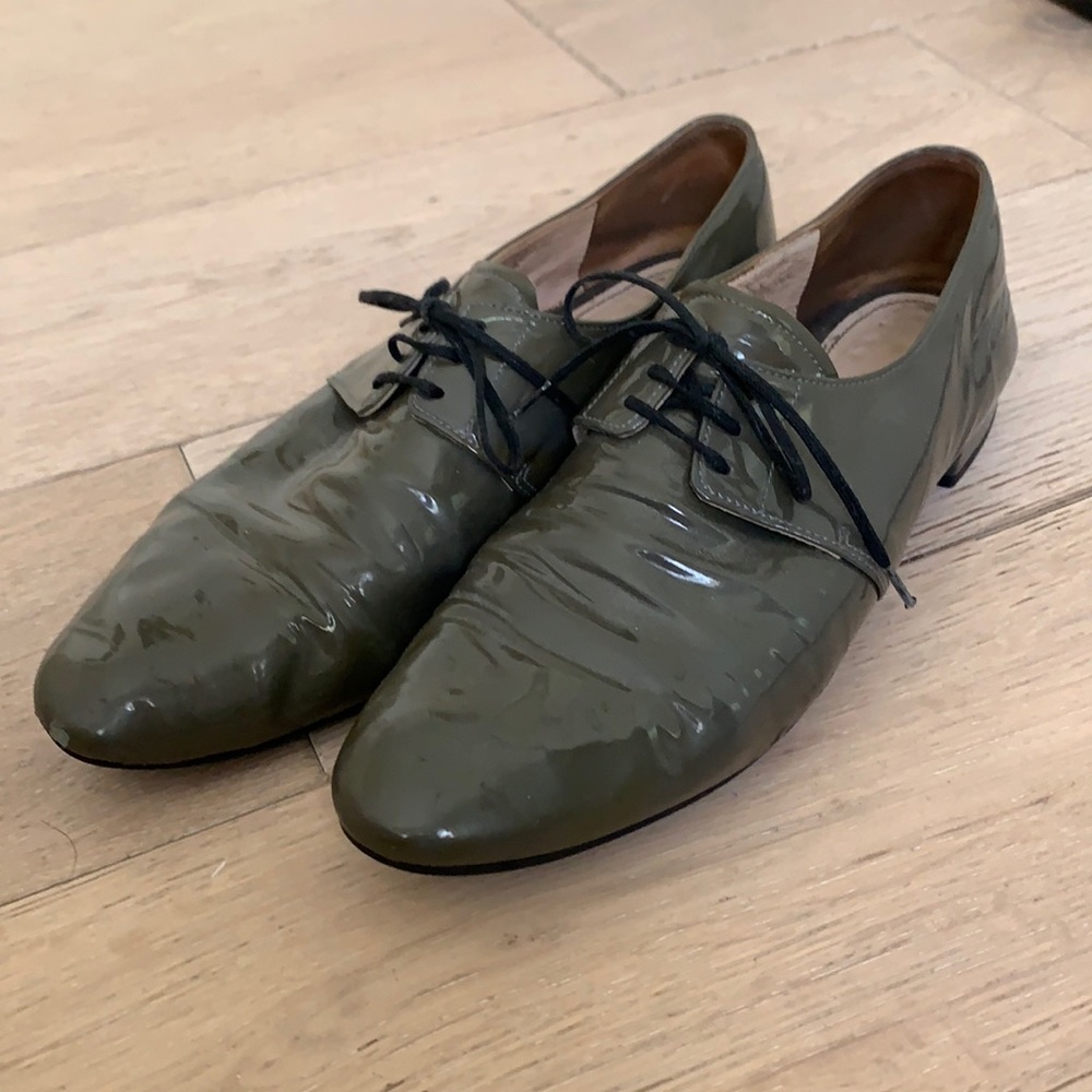 Prada gray patent leather shoes